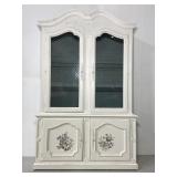 Vintage white wood hutch w/ glass doors & shelves