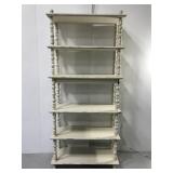 Tall painted wood shelf w/ lighted display