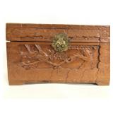 Carved wood storage box