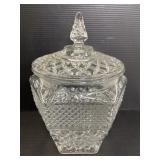 Large clear cut glass cookie jar