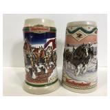 Two vintage Budweiser steins
