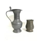Vintage pewter pitcher & vintage Pewter mug