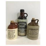 Vintage stone and glass beer and whiskey jugs