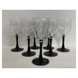 Set of two-tone black glass stemware