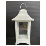 White metal candle lantern