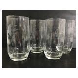 Set of 4 etched drinking glasses