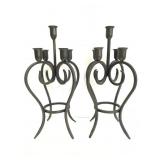Pair of metal taper candle holders