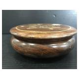 Vintage wood carved/etched trinket box w/ bird