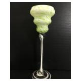 Hand blown glass green and white swirl artglass