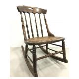 Antique cane seat wood rocking chair