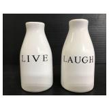 Small live and laugh bud vases
