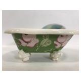 Mini vintage ceramic claw foot tub and soap bar