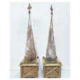Pair of rustic planter decor
