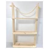 Handmade unfinished wood rope hanger wall shelf