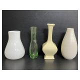 Lot of 4 mini ceramic & glass bud vases