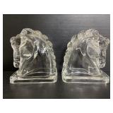 Vintage pair of federal glass horsehead bookends