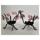Pair of PartyLite cherry blossom candle holders