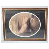 Lady in pink dress smoking print -framed