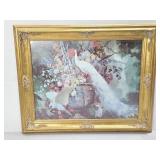 Jessie Arms Botke peacock print in ornate frame