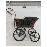 Vintage wood metal & wicker buggy pram decor