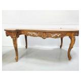 Vintage Italian inlaid carved wood coffee table