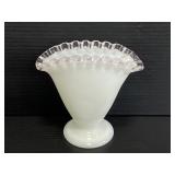 Vintage Fenton Silvercrest ruffle edge fan vase
