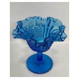 Colonial blue Fenton glass compote