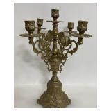 Large ornate adjustable brass candelabra