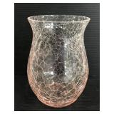 Vintage pink crackle glass vase