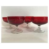 Set of 4 red glass dessert cups