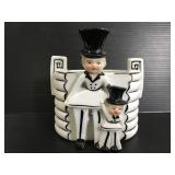 Vintage people with top hat planter