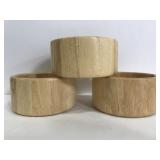 Three wood bowls