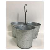Galvanized three compartment caddy