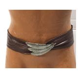 Brown belt with leaf shaped buckle