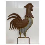 Galvanized metal rooster yard stake