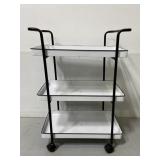 Black & white 3-tier metal rolling cart