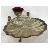 Vintage seashell silver snack tray