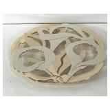 White and gold abstract wall art/ pot plate