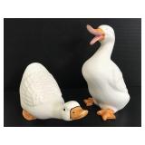 Vintage white ceramic duck pair
