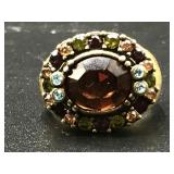 Heidi Daus multicolor crystal gold metal ring