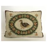 Vintage needlepoint bird throw pillow