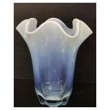 Vintage blue ombré ruffle vase