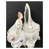 Vintage porcelain trinket box figurine with lid