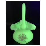 Fenton handpainted custard glass basket