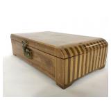 Art Deco wood inlay vanity box w/ mirror