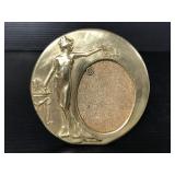 Vintage Greek goddess mini brass photo frame