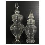 Two glass apothecary jars