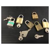Six small locks with keys