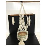 Hanging macrame with ceramic planter