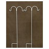 Pair of white painted metal stake Shepard hooks